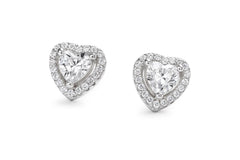 Close-up of 925 silver CZ heart earrings, perfect for promotion or farewell gifts for work besties.
