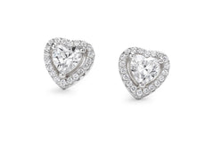 Close-up of 925 silver heart CZ earrings, perfect for a grandmother as birthday or Christmas Gifts.