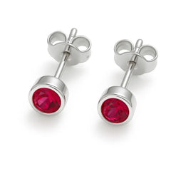 July Birthstone Earrings - Sterling Silver Ruby Studs Gift for Daughter, Mum, Sister or Friend