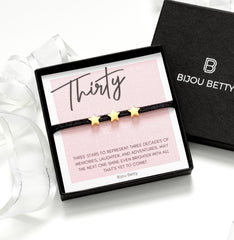 Bijou Betty 30th birthday bracelet with optional gift bag, ideal for daughters, sisters, or friends.