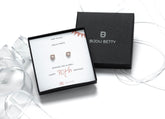 30th 40th 50th 60th sterling silver birthday earrings gift, 6mm x 7mm CZ heart studs, in Bijou Betty gift box.