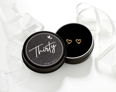 Bijou Betty 30th birthday earrings with optional gift bag and personalised tag, great for milestone celebrations.