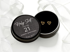 Bijou Betty 21st birthday earrings with optional gift bag and personalised tag, perfect for milestone celebrations.