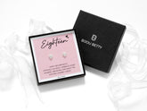 Sterling silver 7mm x 6.5mm heart stud earrings with CZ stones in Bijou Betty gift box with 18th birthday card.