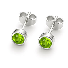 Silver Peridot Studs - August Birthday Gift