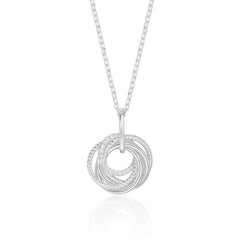 Sterling silver 60th birthday necklace, 10mm CZ and 12mm rings, 925 silver, 16–18in chain, gift for mum.