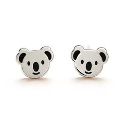 Close-up of 925 silver koala earrings, perfect for birthday gifts for sisters or animal lovers.