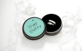 Adjustable solid silver feather ring in a Happy Birthday gift box.
