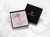 Sterling silver 3-ring necklace with CZ in Bijou Betty gift box with 60th birthday card, ideal for mums.