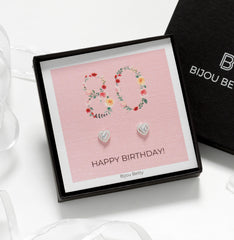 925 Silver Heart Studs 80th Birthday Gift