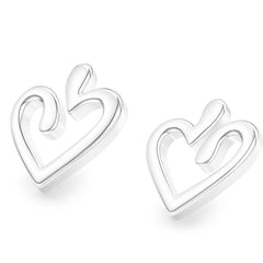 Close up of 925 silver heart earrings, perfect for an 18th milestone gift.