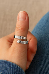 SHIT SHOW engraved stainless steel wrap ring worn on finger, funny Bijou Betty gift for her, perfect for work chaos.