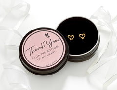 Bijou Betty thank you earrings with optional gift bag and personalised tag, great for volunteer or gratitude gifts.