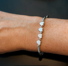 925 Silver 40th Birthday 4 Heart Bracelet Gift