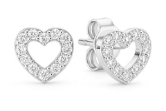 Sterling silver heart earrings with cz stones.