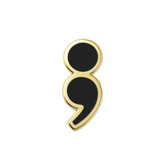 Semicolon Pin - Your Story Continues Enamel Badge, Black or Pink, Gift for Her, Bijou Betty Encouragement Gift