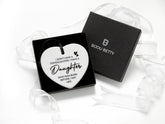 75mm ceramic heart keepsake with stepdaughter message in Bijou Betty box and tissue, ideal for birthdays.