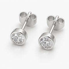 Gift for Friend, Birthday, Thank You, Christmas | Sterling Silver Diamond Cubic Zirconia Stud Earrings