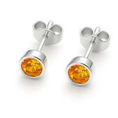 November Birthstone Earrings - Sterling Silver Citrine Studs Gift for Daughter, Mum, Sister or Friend