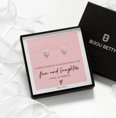 Colleague Sterling Silver CZ Heart Earrings – Work Bestie Gift