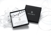 Sterling silver 12mm daisy necklace with gold-plated centre in Bijou Betty gift box with daughter card.