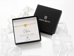 18k gold-plated 10mm heart bracelet in Bijou Betty gift box with 16th birthday card, ideal for daughters.