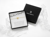 18k gold-plated 10mm heart bracelet in Bijou Betty box with mother-daughter card, ideal for birthdays.