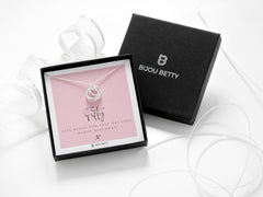 Sterling silver five-ring necklace with CZ in Bijou Betty box with 50th birthday card, ideal for mums.