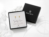 Sterling silver 7mm heart stud earrings with CZ in Bijou Betty box with 21st birthday card, ideal for daughters.