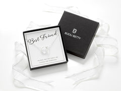 Sterling silver interlinked necklace in Bijou Betty box with friend card, ideal for birthdays.