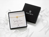 18k gold-plated 10mm heart bracelet in Bijou Betty luxury box with 21st birthday card, ideal for daughters.