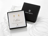 Sterling silver 7mm heart stud earrings with CZ in Bijou Betty box with 18th birthday card, ideal for daughters.