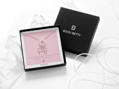 Sterling silver four-ring necklace with 10mm CZ in Bijou Betty box with 40th birthday card, ideal for mums.