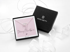 Sterling silver 18mm heart necklace with CZ in Bijou Betty box with Merry Christmas card, ideal for daughters.