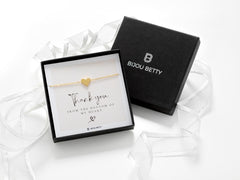 18k gold-plated 10mm heart bracelet in Bijou Betty box with thank you card, ideal for daughters.