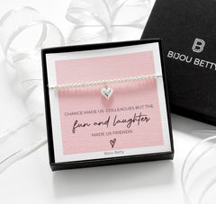 Bijou Betty colleague bracelet with tissue, card, customised tag, and gift bag, great for work besties.