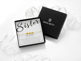 18k gold 3 heart bracelet in Bijou Betty box with sister card, ideal for big sisters.