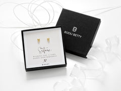 Sterling silver 7mm heart stud earrings with CZ in Bijou Betty box with 18th birthday card, ideal for daughters.