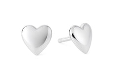 Close-up of silver heart earrings, perfect for birthday gifts for niece.