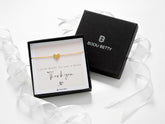 18k gold-plated 10mm heart bracelet in Bijou Betty box with thank you card, ideal for friends.