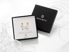 Sterling silver 6mm CZ heart earrings in Bijou Betty box with 30th birthday card, ideal for daughters.