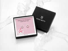 Sterling silver 10mm sunburst earrings in Bijou Betty box with Valentine's Day card, ideal for wives.