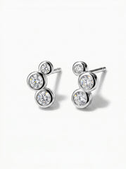 Solid 925 sterling silver cubic zirconia stud earrings on a white background.