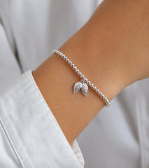 Sterling silver angel wing stretch bead bracelet