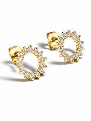 Sterling silver with gold plating sunburst earrings