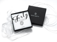 40th Birthday four ring sterling silver necklace in luxury gift box.