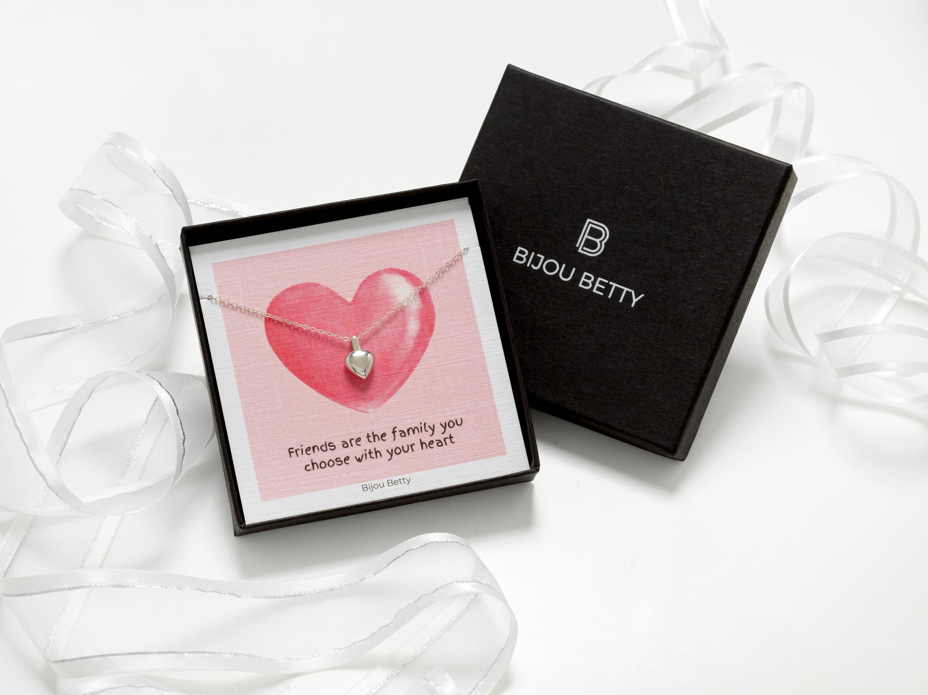 Friendship Sterling Silver Heart Necklace – Gift for Her Birthday or Christmas