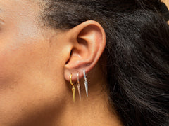 Sterling silver spike huggie hoop earrings in Bijou Betty gift box.