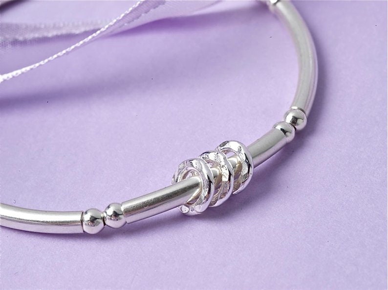Sterling Silver 30th Birthday 3 Ring Bracelet Gift