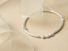 Sterling Silver 50th Birthday Bracelet: Five Heart Beads, Milestone Gift